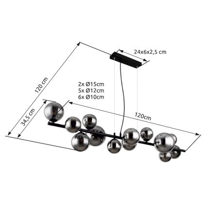 Globo - LED Lustr na lanku 13xG9/3,5W/230V kouřová/černá