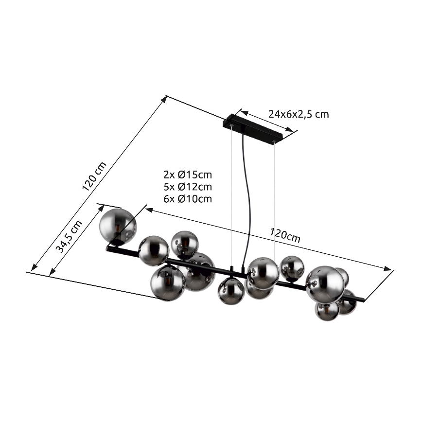 Globo - LED Lustr na lanku 13xG9/3,5W/230V kouřová/černá