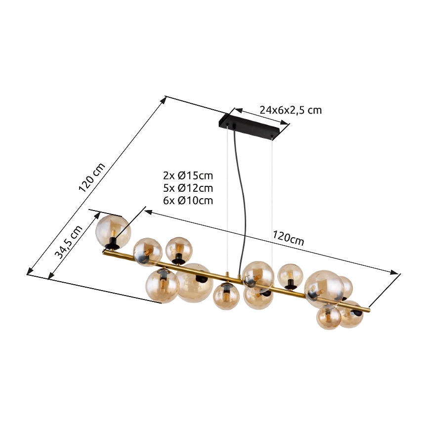 Globo - LED Lustr na lanku 13xG9/3,5W/230V mosaz