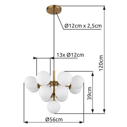 Globo - Lustr na lanku 13xG9/5W/230V pr. 56 cm zlatá