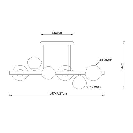 Globo - Lustr na tyči VELORA 6xG9/5W/230V
