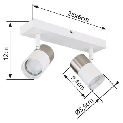 Globo - Bodové svítidlo 2xGU10/25W/230V bílá/matný chrom