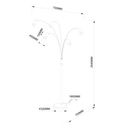 Globo - Stojací lampa 5xGU10/35W/230V