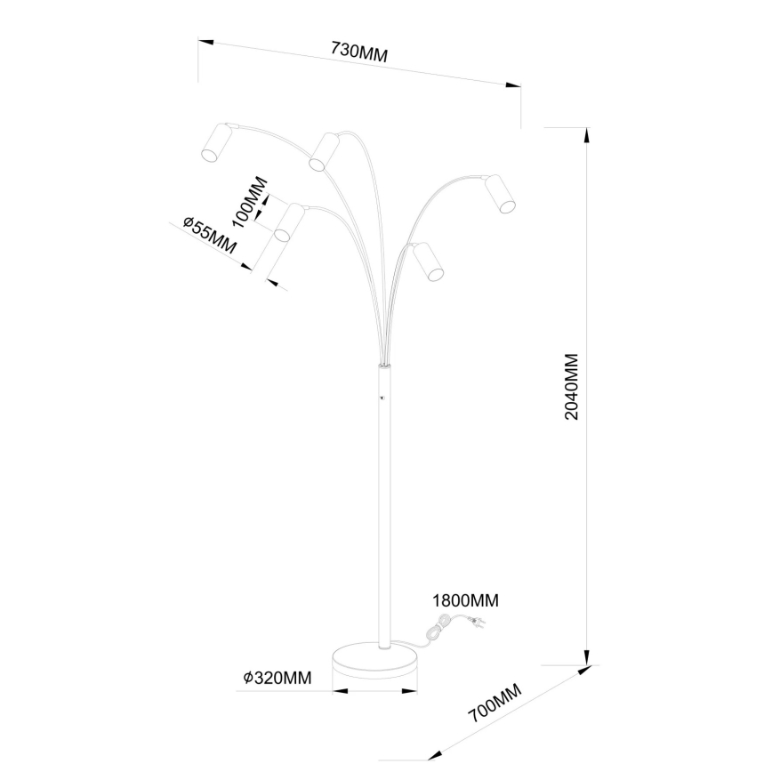 Globo - Stojací lampa 5xGU10/35W/230V