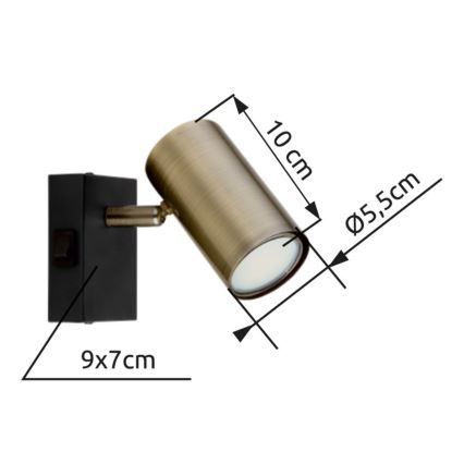 Globo - Nástěnné bodové svítidlo 1xGU10/25W/230V černá/mosaz