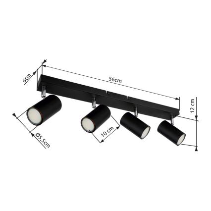 Globo - Bodové svítidlo 4xGU10/35W/230V černá