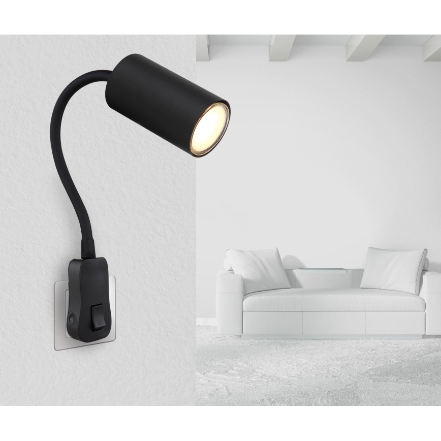 Globo - Nástěnné bodové svítidlo do zásuvky 1xGU10/35W/230V černá
