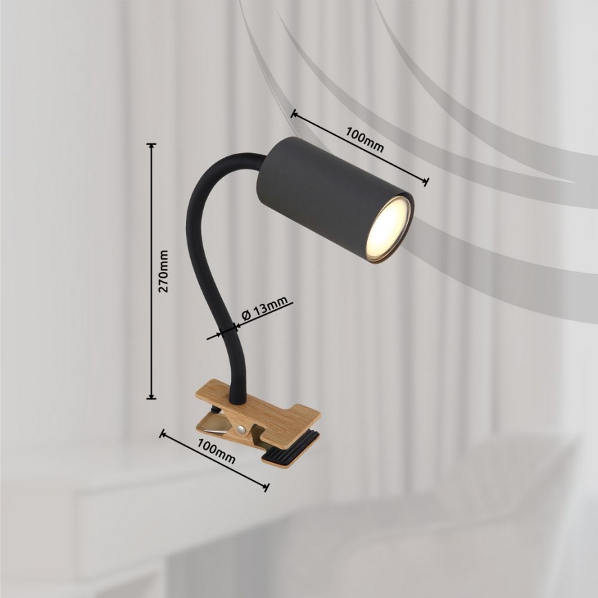 Globo - Flexibilní lampa s klipem 1xGU10/25W/230V šedá/hnědá
