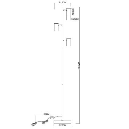 Globo - Stojací lampa 3xGU10/5W/230V šedá