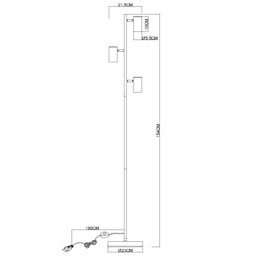 Globo - Stojací lampa 3xGU10/5W/230V šedá
