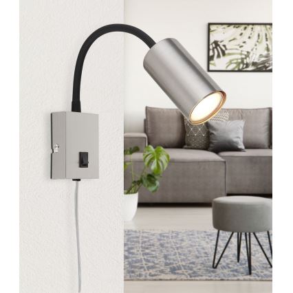 Globo - Flexibilní nástěnná lampa 1xGU10/25W/230V černá/matný chrom