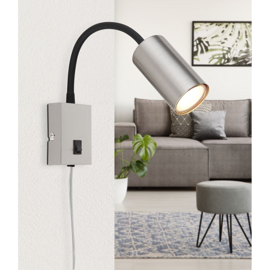 Globo - Flexibilní nástěnná lampa 1xGU10/25W/230V černá/matný chrom