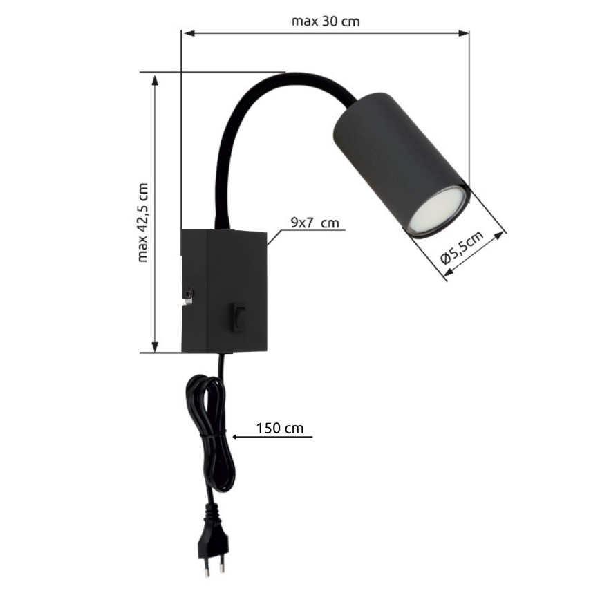 Globo - Flexibilní nástěnná lampa 1xGU10/25W/230V černá