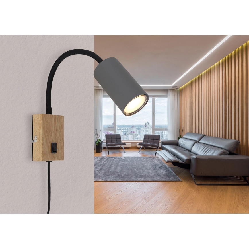 Globo - Flexibilní nástěnná lampa 1xGU10/25W/230V šedá/hnědá