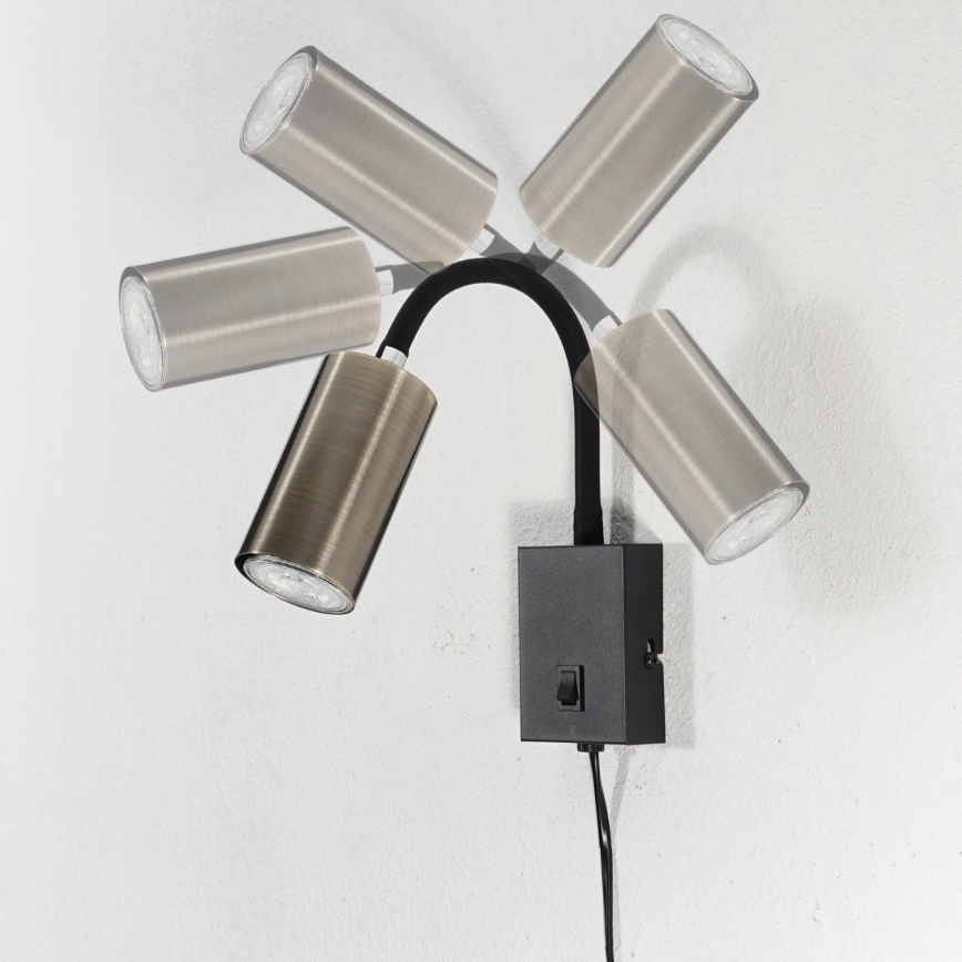 Globo - Flexibilní nástěnná lampa 1xGU10/25W/230V černá/mosaz