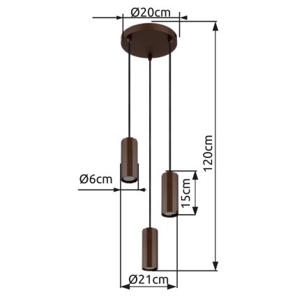 Globo - Lustr na lanku 3xGU10/25W/230V hnědá