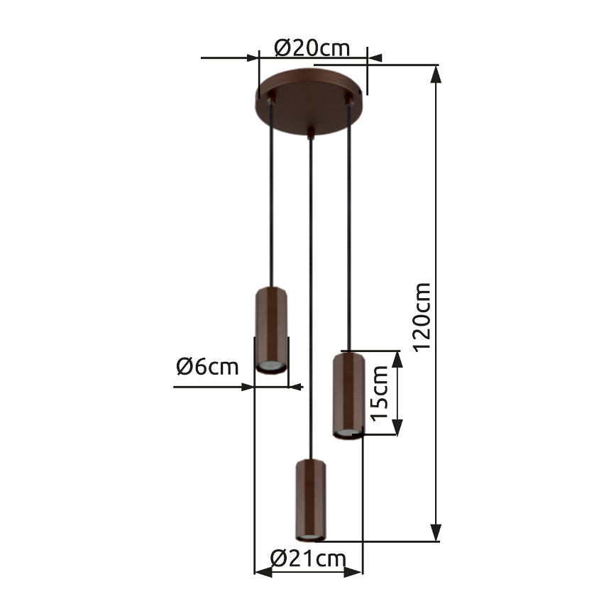 Globo - Lustr na lanku 3xGU10/25W/230V hnědá