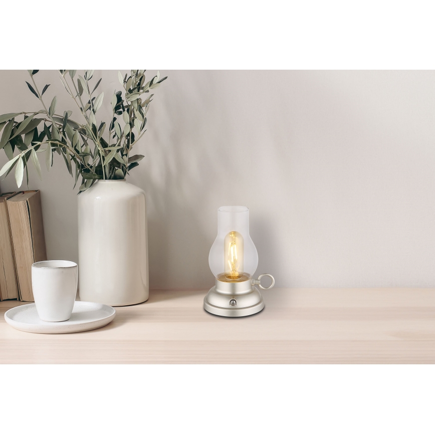 Globo - LED Stmívatelná nabíjecí dotyková stolní lampa LED/1W/3,7V 1200 mAh matný chrom