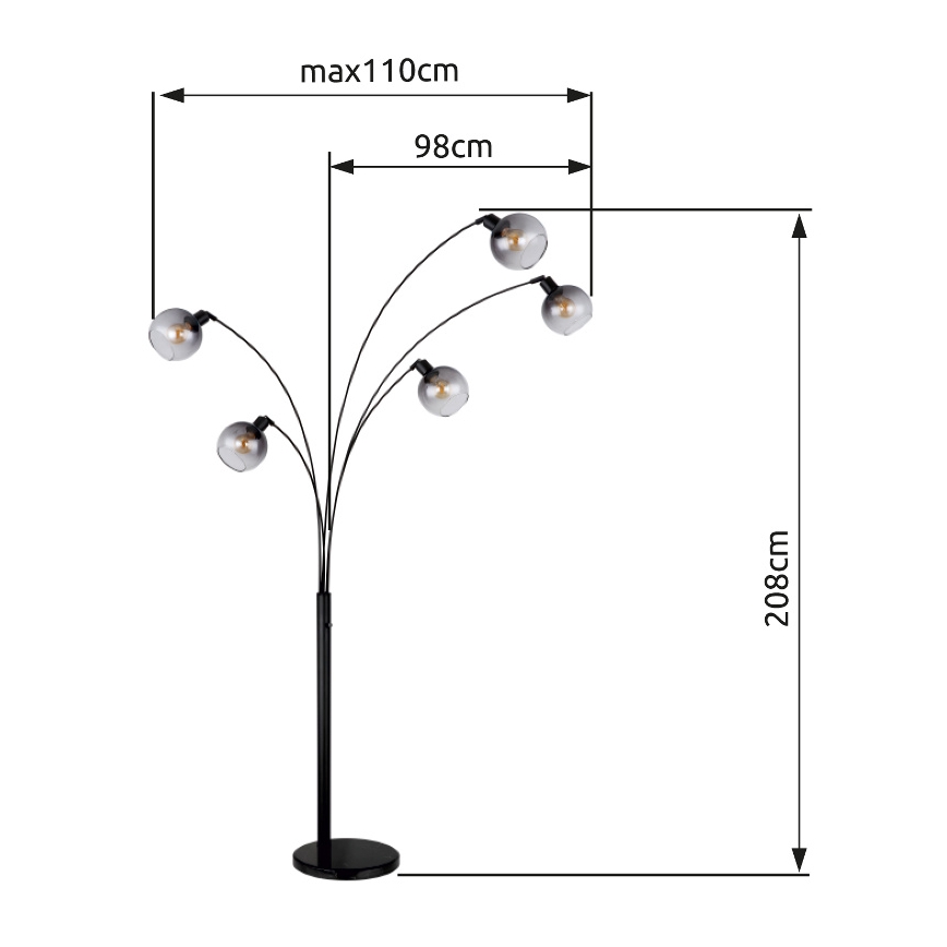 Globo - Stojací lampa 5xE27/40W/230V kouřová