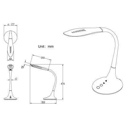 Globo - LED Stmívatelná dotyková flexibilní stolní lampa LED/9W/230V 3000/4500/6500K černá