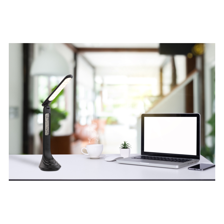 Globo - LED Stmívatelná nabíjecí stolní lampa s displejem LED/4W/230V 2200 mAh černá