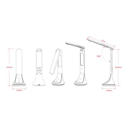 Globo - LED Stmívatelná nabíjecí stolní lampa s displejem LED/4W/230V 2200 mAh černá