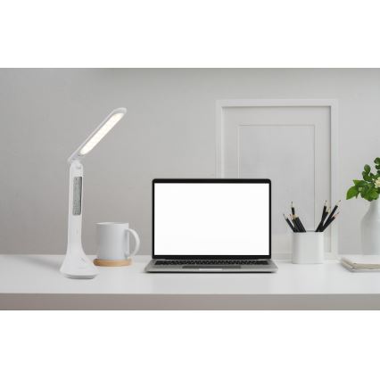 Globo - LED Stmívatelná nabíjecí stolní lampa s displejem LED/4W/230V 2200 mAh bílá