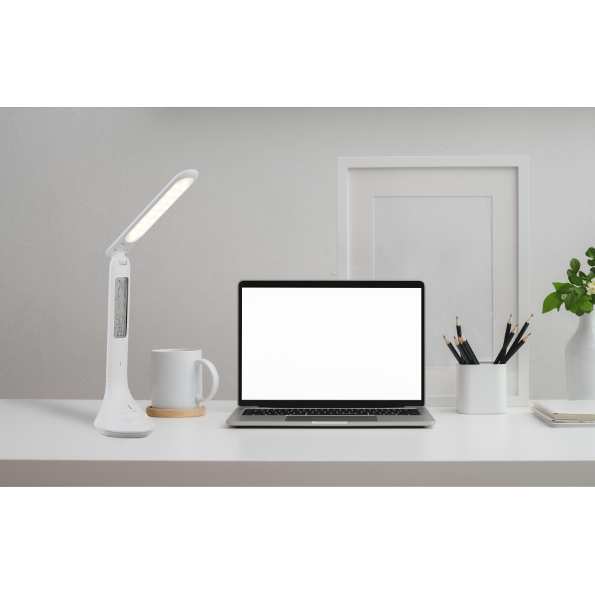 Globo - LED Stmívatelná nabíjecí stolní lampa s displejem LED/4W/230V 2200 mAh bílá