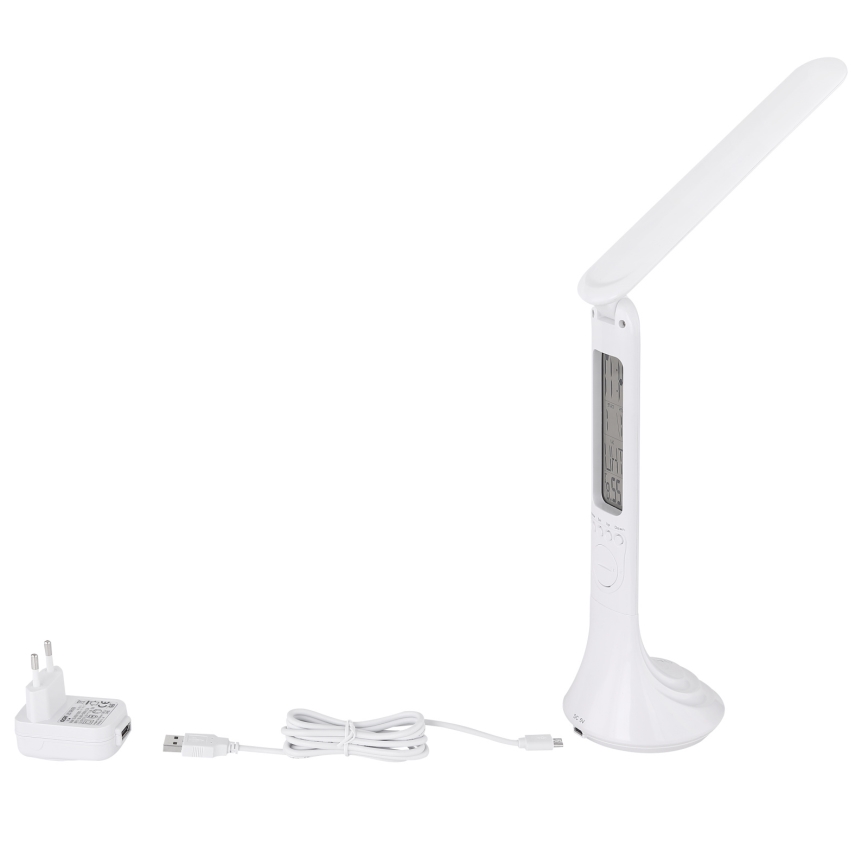 Globo - LED Stmívatelná nabíjecí stolní lampa s displejem LED/4W/230V 2200 mAh bílá