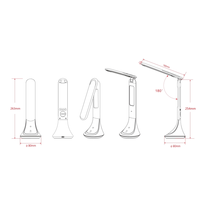 Globo - LED Stmívatelná nabíjecí stolní lampa s displejem LED/4W/230V 2200 mAh bílá