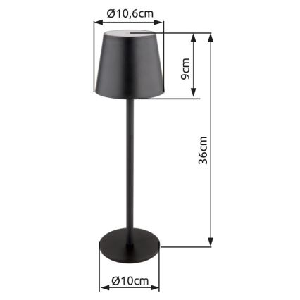 Globo - LED Stmívatelná dotyková venkovní lampa LED/3W/3,7V IP44 1800 mAh USB černá