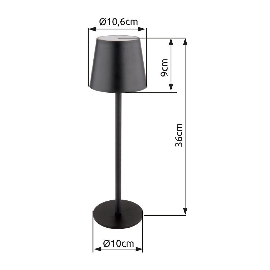 Globo - LED Stmívatelná dotyková venkovní lampa LED/3W/3,7V IP44 1800 mAh USB černá