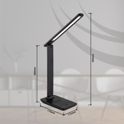 Globo - LED Dotyková stmívatelná nabíjecí stolní lampa LED/5W/5V 2700/4000/6500K 1800 mAh černá