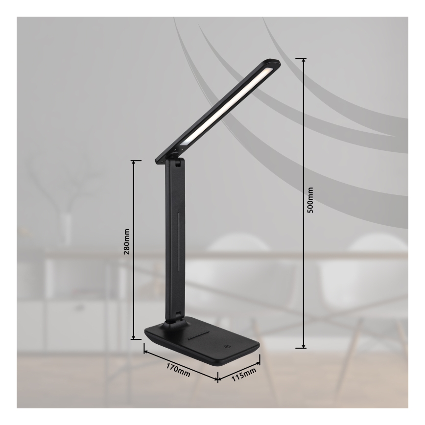 Globo - LED Dotyková stmívatelná nabíjecí stolní lampa LED/5W/5V 2700/4000/6500K 1800 mAh černá