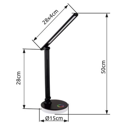 Globo - LED RGBW Stmívatelná dotyková stolní lampa LED/5W/230V + LED/2W 2700K/4000K/6500K černá