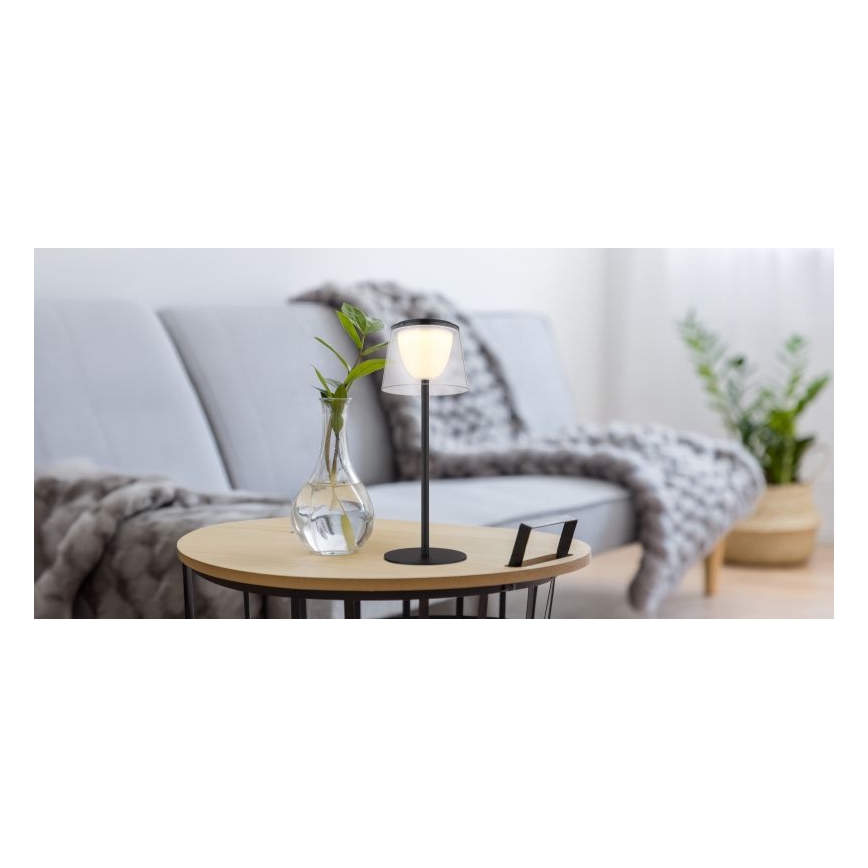 Globo - LED Stmívatelná dotyková venkovní stolní lampa LED/1,8W/5V IP44 1800 mAh černá/čirá
