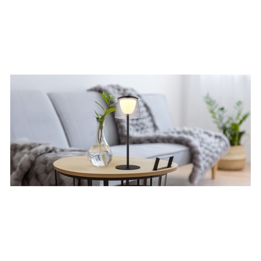 Globo - LED Stmívatelná dotyková venkovní stolní lampa LED/1,8W/5V IP44 1800 mAh černá/kouřová