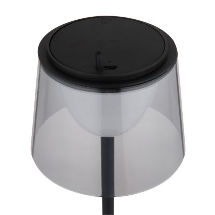 Globo - LED Stmívatelná dotyková venkovní stolní lampa LED/1,8W/5V IP44 1800 mAh černá/kouřová