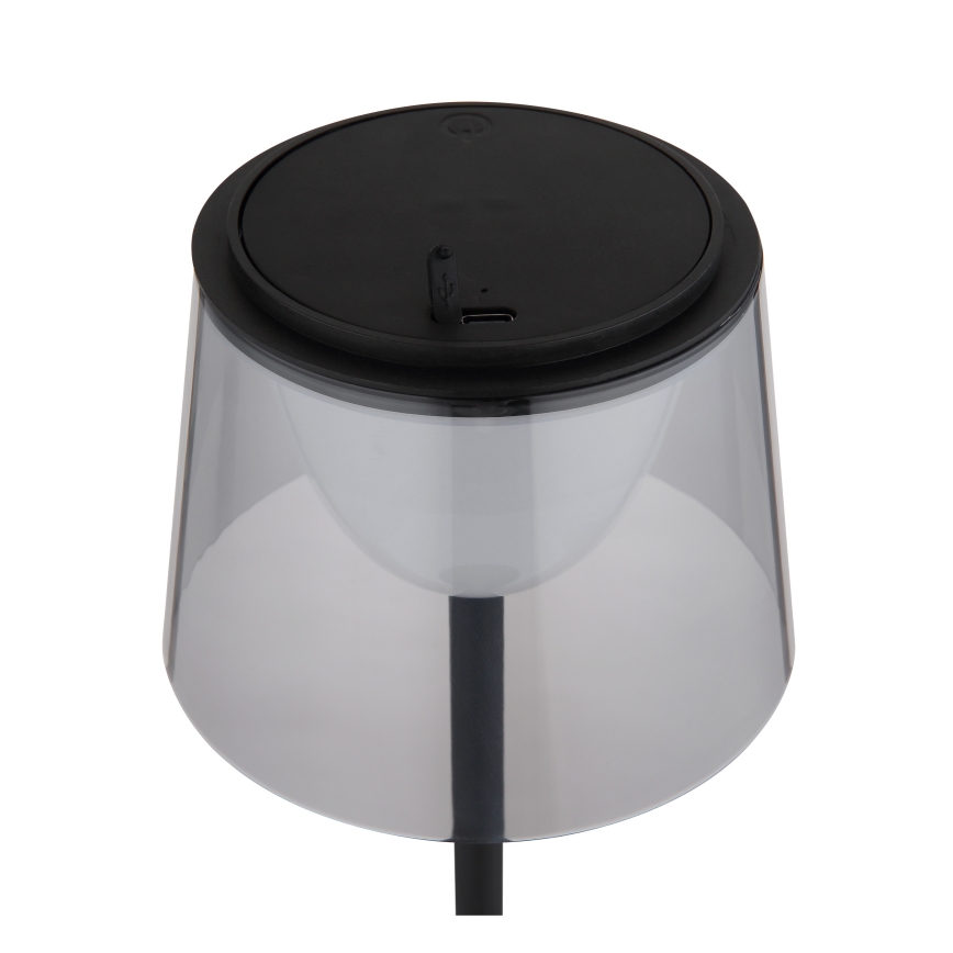 Globo - LED Stmívatelná dotyková venkovní stolní lampa LED/1,8W/5V IP44 1800 mAh černá/kouřová