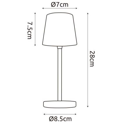 Globo - LED Stmívatelná venkovní dotyková stolní lampa LED/2W/5V 3000/4000/6000K 2200 mAh IP44 černá