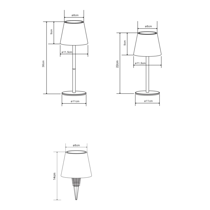 Globo - LED Stmívatelná dotyková nabíjecí venkovní stolní lampa 3v1 LED/3W/5V 3000/4000/5000K IP54 1800 mAh mosaz