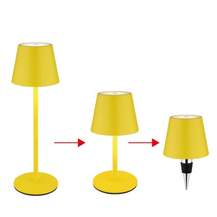 Globo - LED Stmívatelná dotyková nabíjecí venkovní stolní lampa 3v1 LED/3W/5V 3000/4000/5000K IP54 1800 mAh žlutá