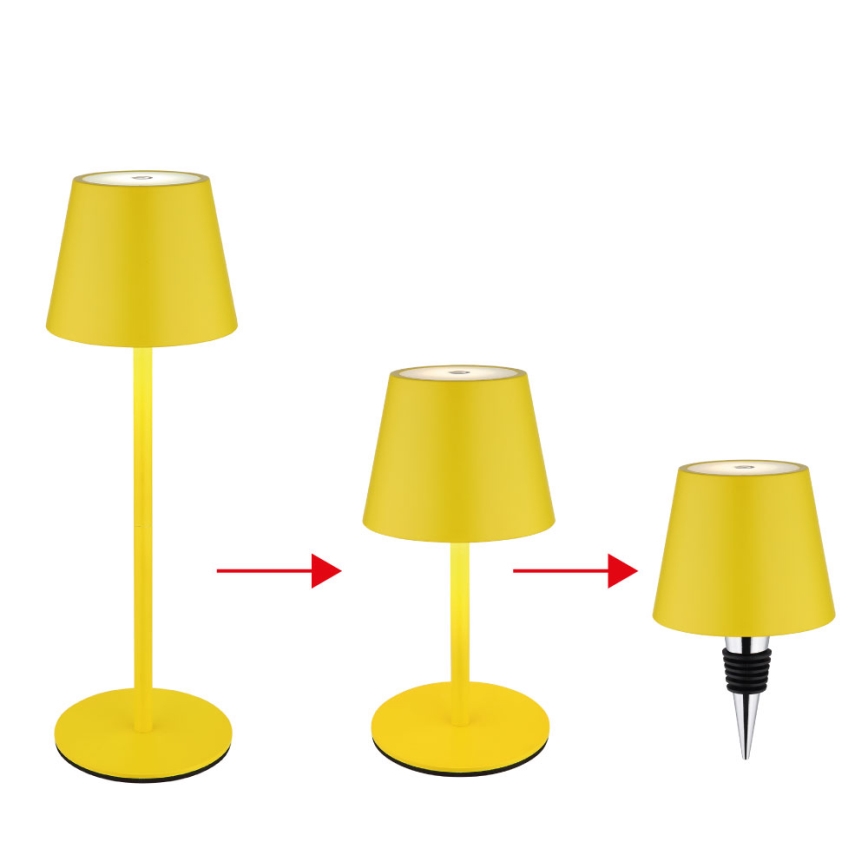 Globo - LED Stmívatelná dotyková nabíjecí venkovní stolní lampa 3v1 LED/3W/5V 3000/4000/5000K IP54 1800 mAh žlutá