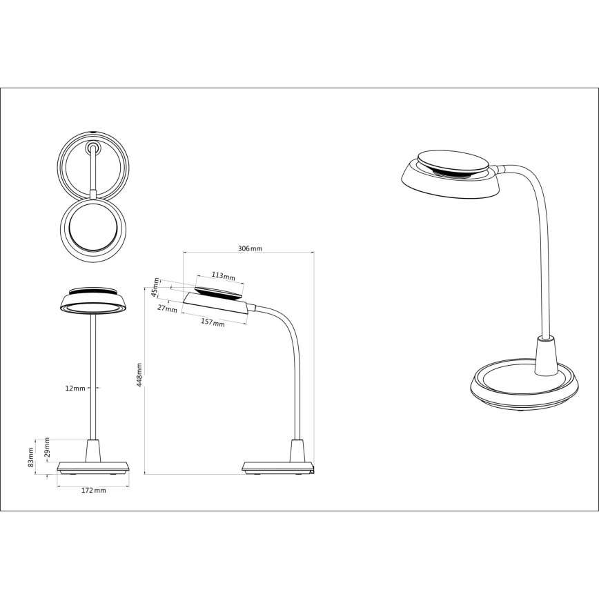 Globo - LED Stmívatelná dotyková stolní lampa LED/12W/230V 3000/4000/6500K bílá