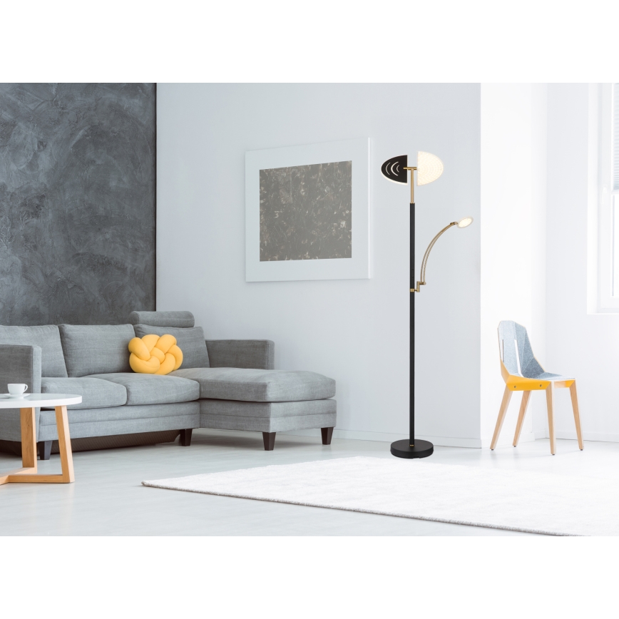 Globo - LED Stmívatelná stojací lampa LED/40W/230V + LED/5,5W 2700/4000/6000K černá