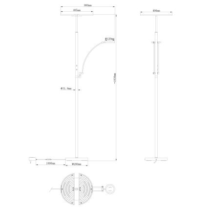 Globo - LED Stmívatelná stojací lampa LED/40W/230V + LED/5,5W 2700/4000/6000K černá