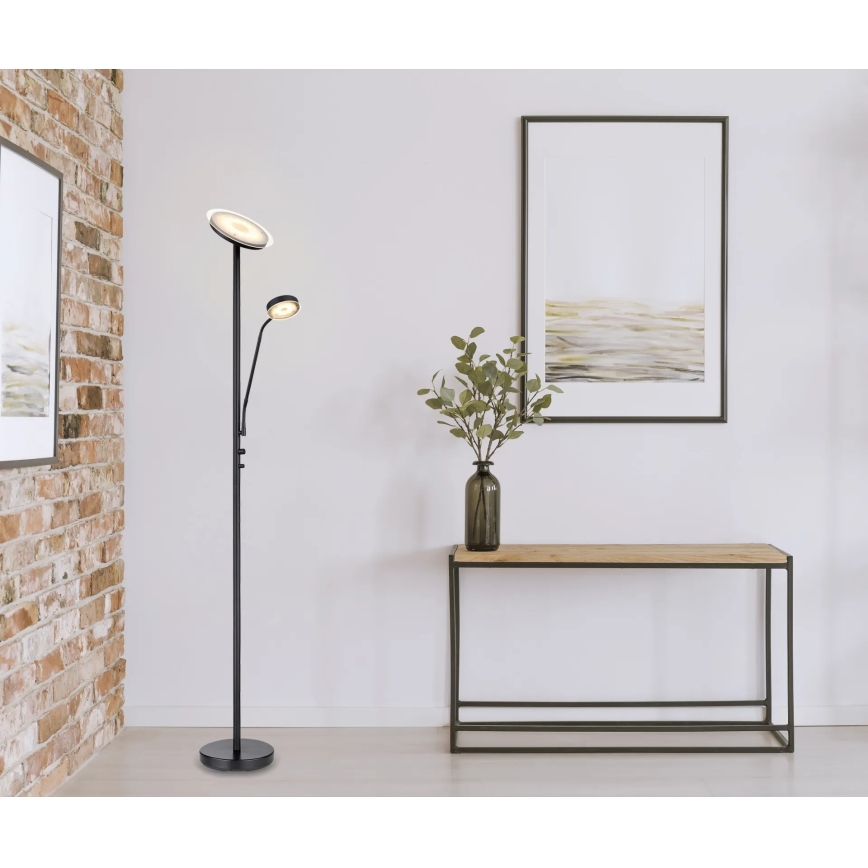 Globo - LED Stmívatelná stojací lampa LED/18,5W/230V + LED/4,5W 3000K černá