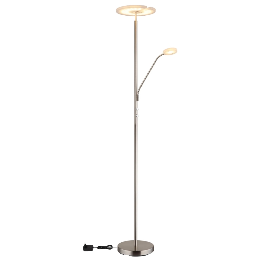 Globo - LED Stmívatelná stojací lampa LED/28W/230V + LED/5W 3000K lesklý chrom