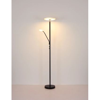 Globo - LED Stmívatelná stojací lampa LED/28W/230V + LED/5W 3000K černá