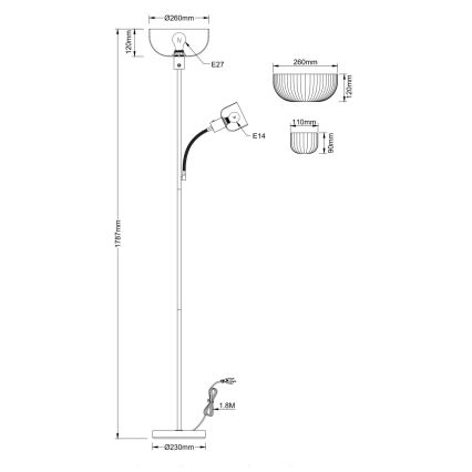 Globo - Stojací lampa 1xE27/40W/230V + 1xE14/25W